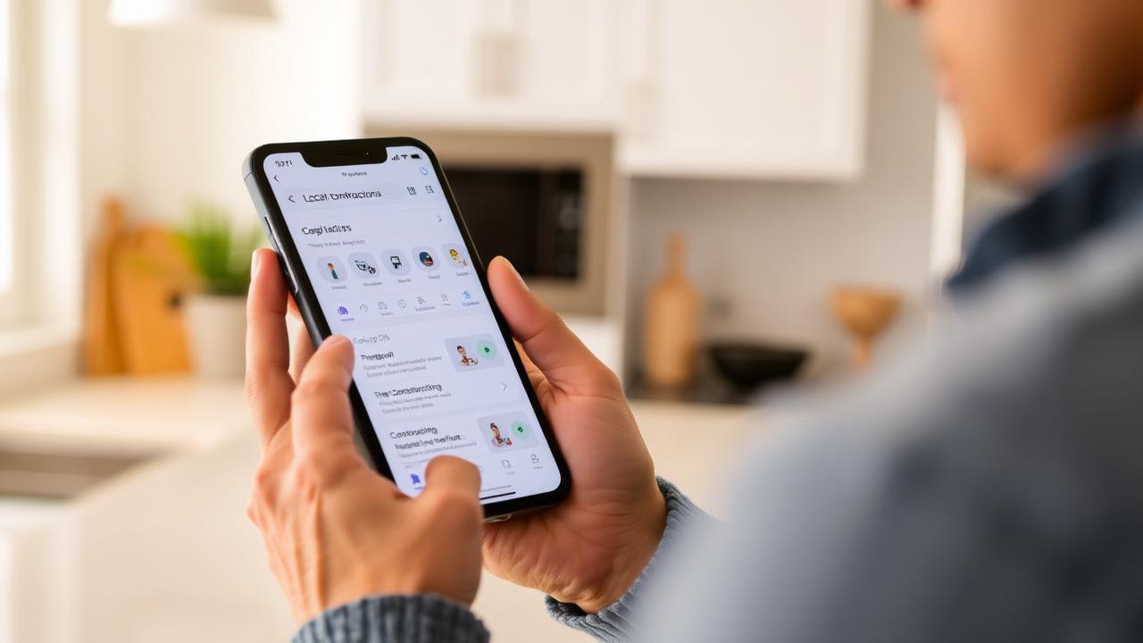 Homeowner searching for local contractors on phone