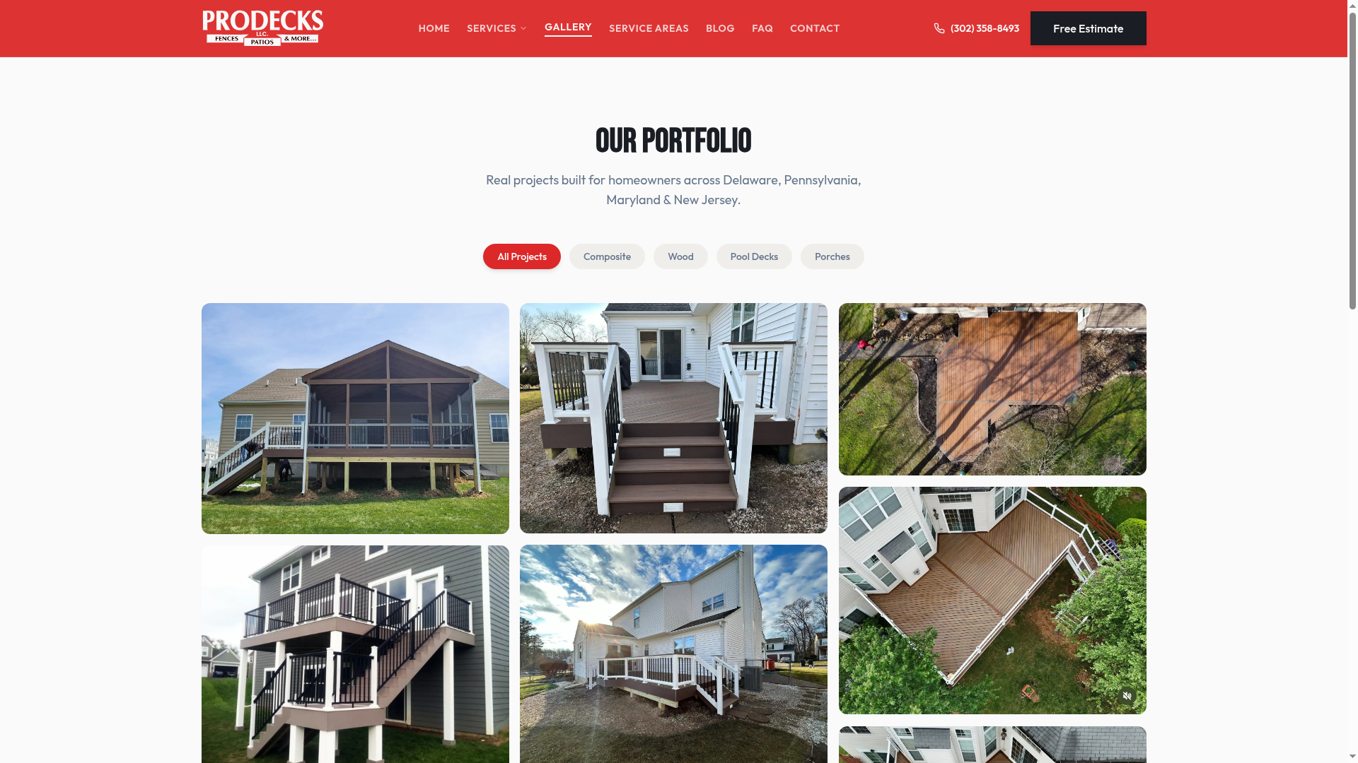 ProDecks Delaware filterable project gallery