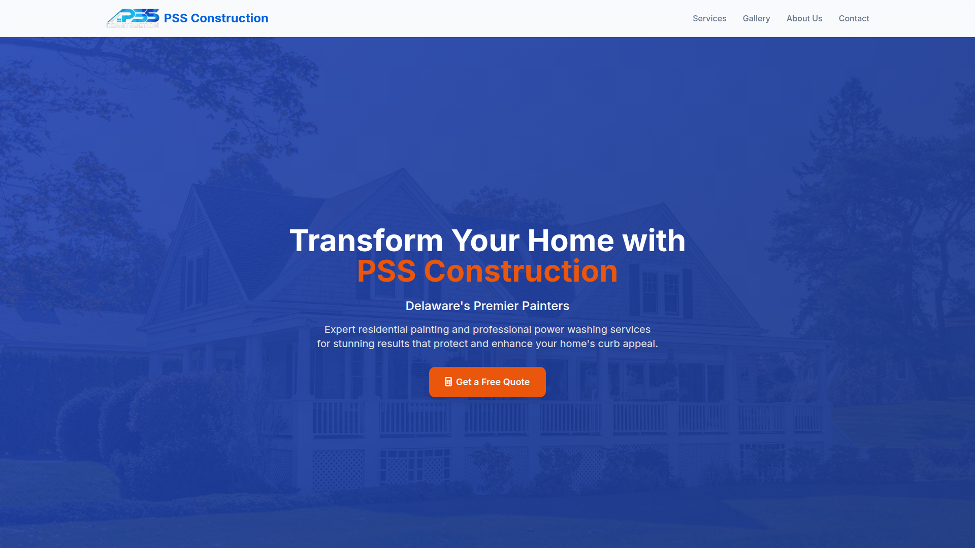 PSS Construction contractor website with project portfolio and service pages