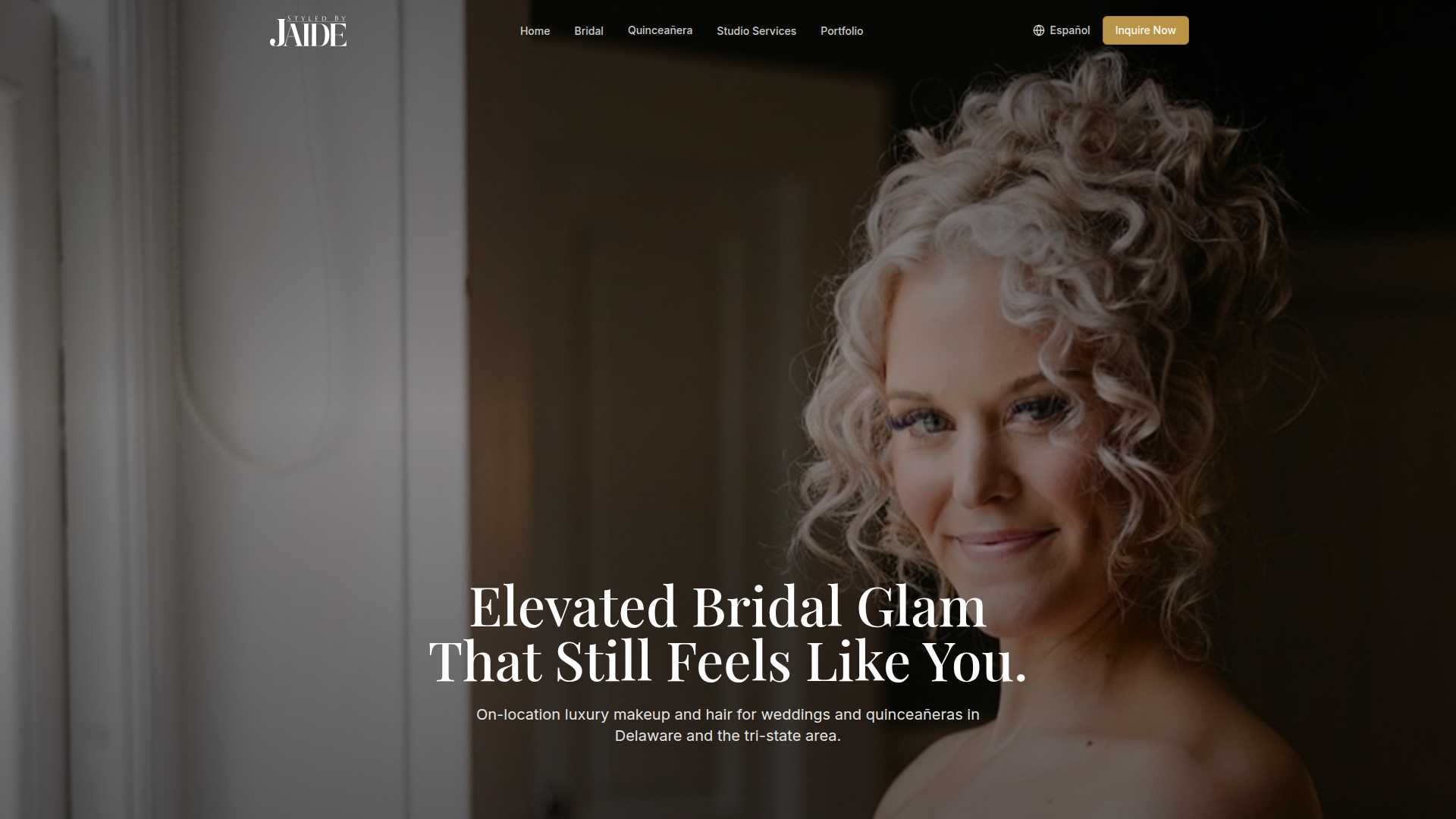 Bridal makeup and hair stylist website with online booking in Delaware