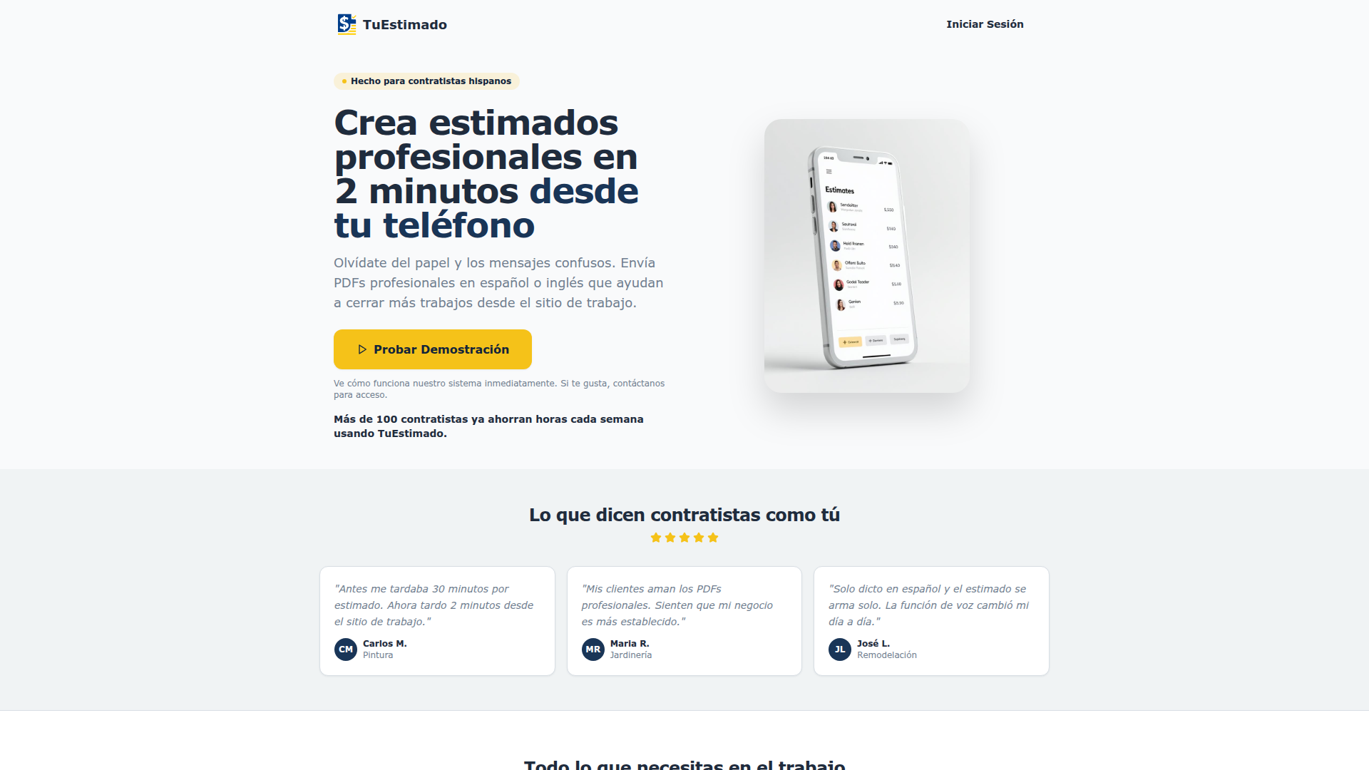 TuEstimado bilingual invoicing and estimating app for contractors